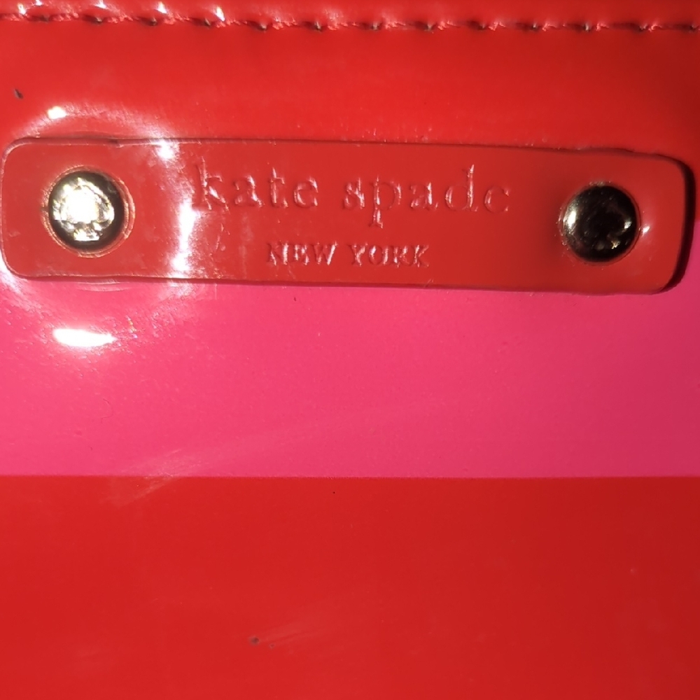 Kate Spade Vibrant Pink and Red Striped Cosmetic Bag Asking Only $15 - Picture 2 of 4